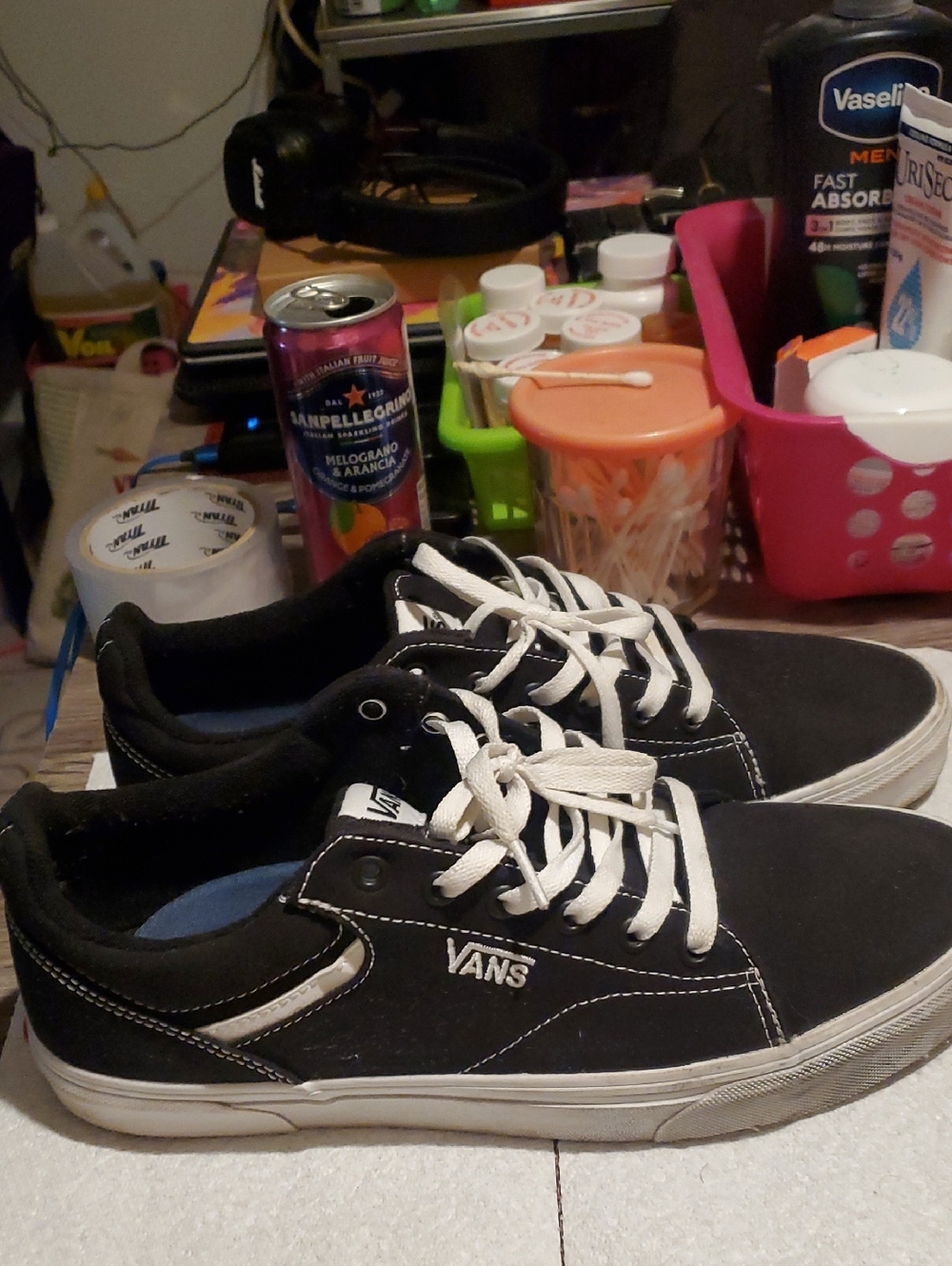 Vans Black and White Low-Top Skate Sneakers